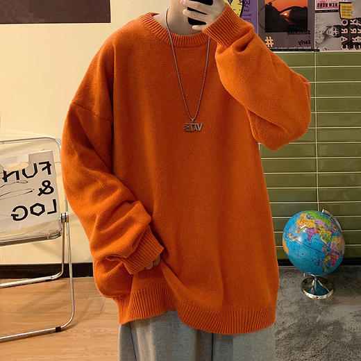 【日系纯色设计，简约时尚！】日系纯色针织打底衫，男女款BF风圆领宽松百搭学生情侣毛衣，多种颜色可选，百搭性强，让您随心搭配，展现个性风采lm 商品图9