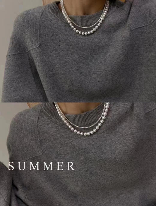 1028-8 赵丽颖同款双层珍珠项链 3-3.5mm和6-7mm黄金点位 超多搭配 很少量 商品图8