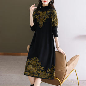 国风喜婆婆婚宴装，新款女秋冬季配大衣内搭大码针织连衣裙CC-SYX-8568