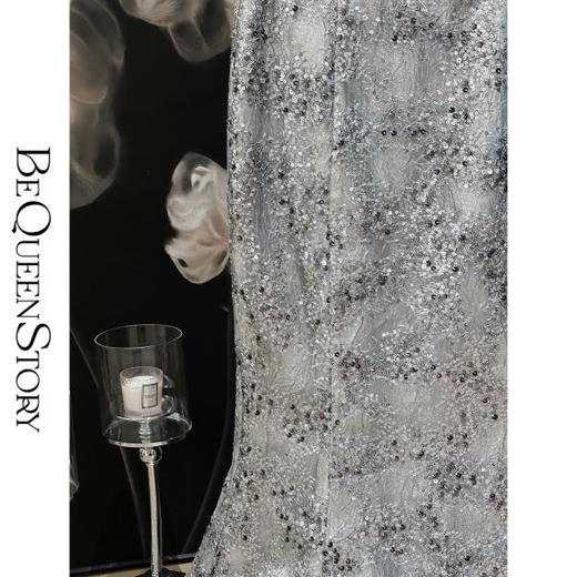 【孤品样衣，不退不换】【圣蒂斯舞会】绣花亮片网纱偏光金皮修身鱼尾摆半身裙 商品图3