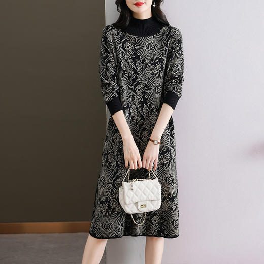 冬季新款，秋冬配大衣内搭大码毛衣裙中长款气质针织连衣裙CC-SYX-8567 商品图1