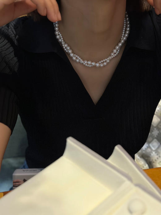 1028-8 赵丽颖同款双层珍珠项链 3-3.5mm和6-7mm黄金点位 超多搭配 很少量 商品图14