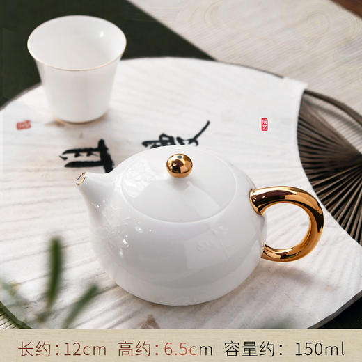 成艺/隐雕蝶恋套组/曼德密瓷德化手工描金白瓷抖音旗舰同款陶瓷功夫茶具 商品图7