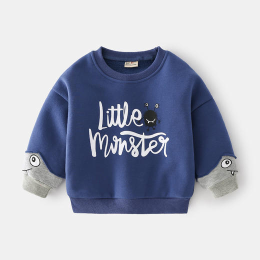 【经典圆领，潮流时尚！】男童卫衣秋冬，儿童加绒上衣长袖洋气，2023小童童装宝宝套头衫秋装潮lm 商品图3