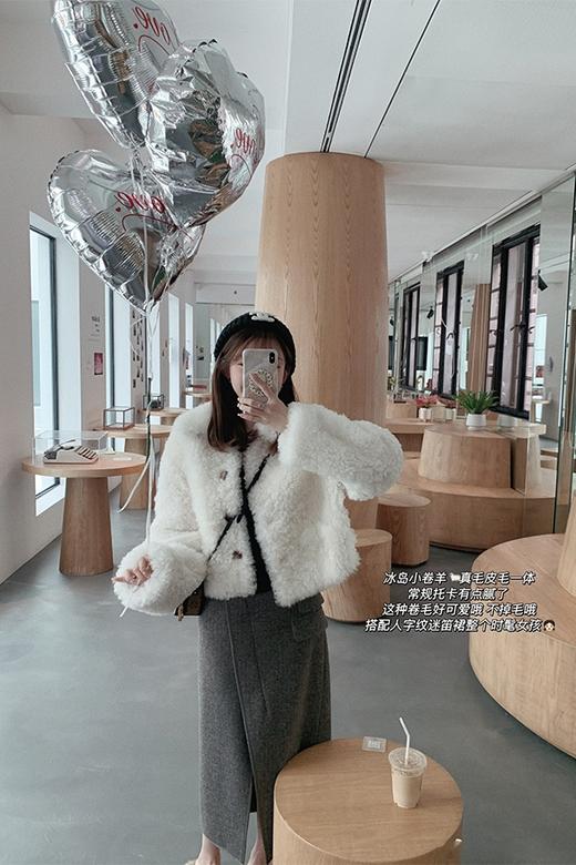 金蘑菇菇 冰岛小卷羊 / 真毛皮毛一体, 可爱贵气 年轻感皮草 商品图5