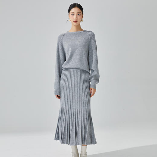 DWBS3394AN小山羊绒 东黎羊绒 马尔代夫阳光·白沙滩 女士针织插肩圆领羊绒衫 商品图5