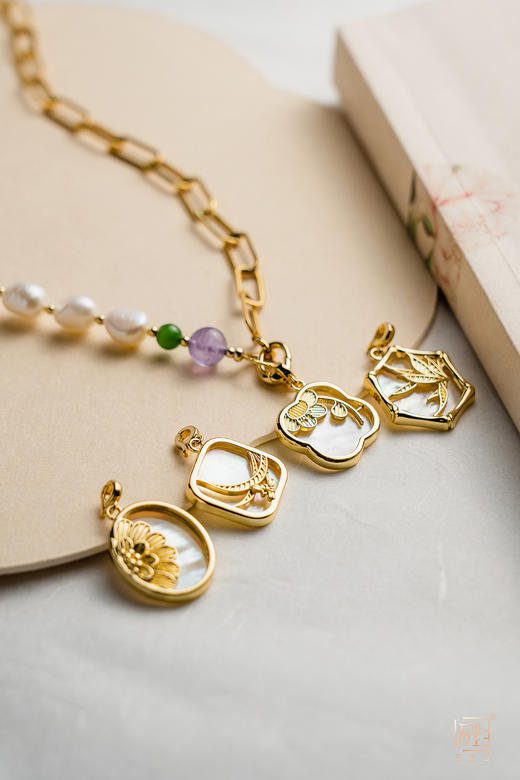 天然巴洛克珍珠梅兰竹菊国风设计链 商品图4