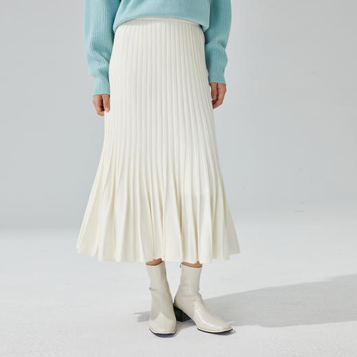 东黎 • 小山羊绒女士秋冬马尔代夫阳光鱼尾百褶裙 3418 商品图0