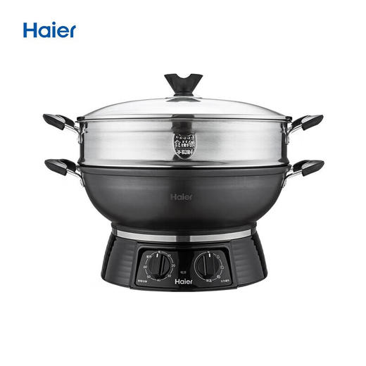 电炒锅34cm锅体304不锈钢 双旋钮控制 四段火力调节 HDC-DMZ3404 2100W304不锈钢 商品图0