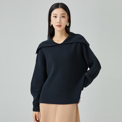东黎 • 小山羊绒女士秋冬马尔代夫阳光翻领套头衫 3413 商品图6