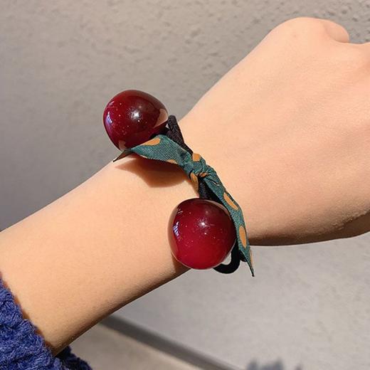 2条 韩版樱桃蝴蝶结头绳扎头发橡皮筋百搭简约发绳气质网红盘发圈发饰 商品图8