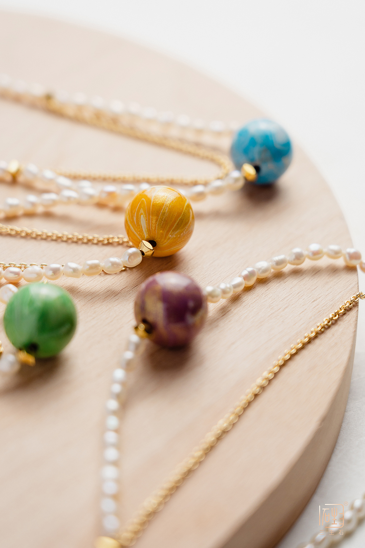 三生石--五行色小米珠金属设计链
