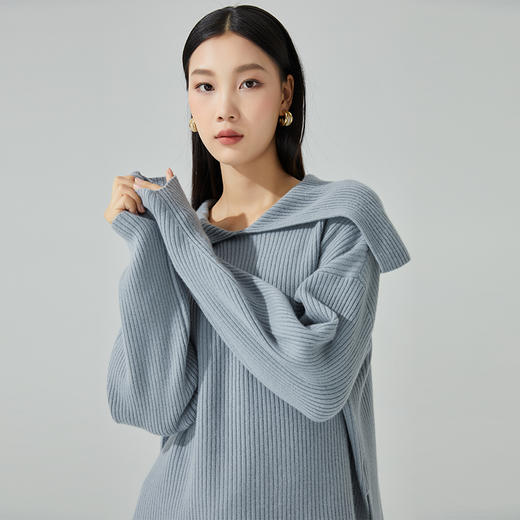 东黎 • 小山羊绒女士秋冬马尔代夫阳光翻领套头衫 3413 商品图4