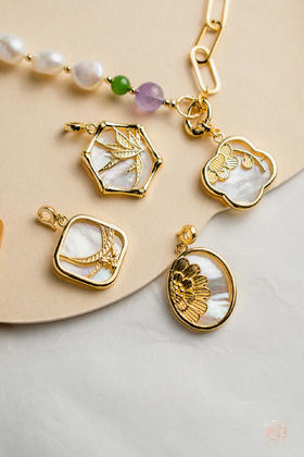 天然巴洛克珍珠梅兰竹菊国风设计链