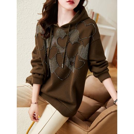 DD-秋冬新款欧货爱心钉珠连帽宽松减龄卫衣女 商品图1