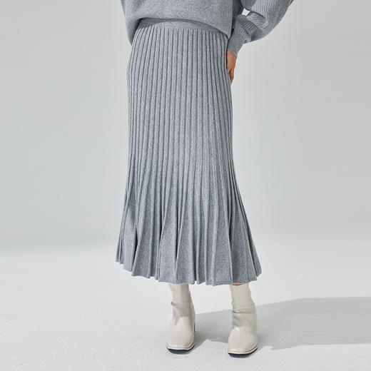 东黎 • 小山羊绒女士秋冬马尔代夫阳光鱼尾百褶裙 3418 商品图7