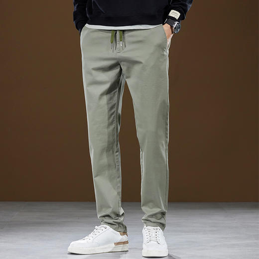 纯棉【新款DQ】大依优型大码男装松紧腰休闲裤加肥加大号肥佬宽松大号休闲长裤水洗棉 商品图3