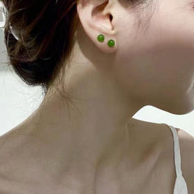 18K金碧玉6mm耳钉 CR