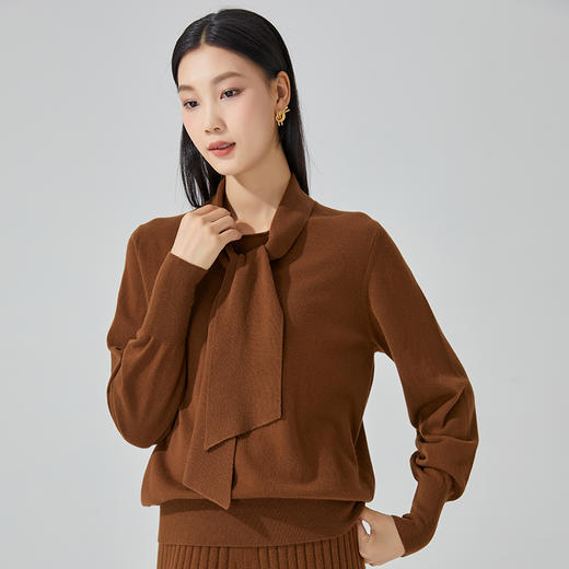 东黎 •  小山羊绒 女士秋冬马尔代夫阳光系带领羊绒衫 3408 商品图7