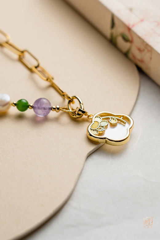 天然巴洛克珍珠梅兰竹菊国风设计链 商品图6