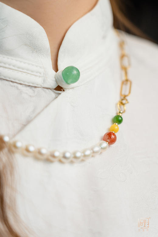 天然小巴洛克珍珠彩宝国风多用链+梅兰竹菊多用吊牌 商品图6