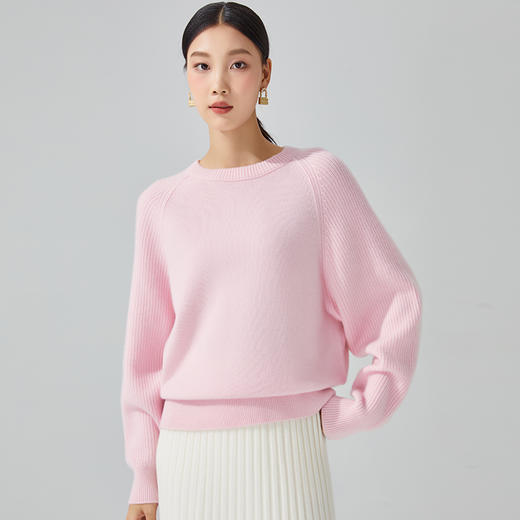 DWBS3394AN小山羊绒 东黎羊绒 马尔代夫阳光·白沙滩 女士针织插肩圆领羊绒衫 商品图0