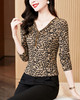 百搭大码V领豹纹钉珠长袖打底衫t恤K-E37M2738 商品缩略图1
