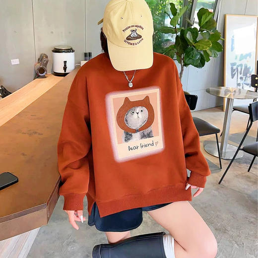 女装23秋冬圆领猫猫刺绣加绒卫衣2223-760167▲ 商品图1