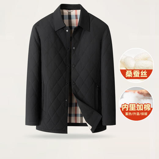 【桑蚕丝】【新款DKP】大依优型大码薄棉服加棉翻领棉衣胖子大码男休闲商务宽松加肥加大上衣冬季外套 商品图6