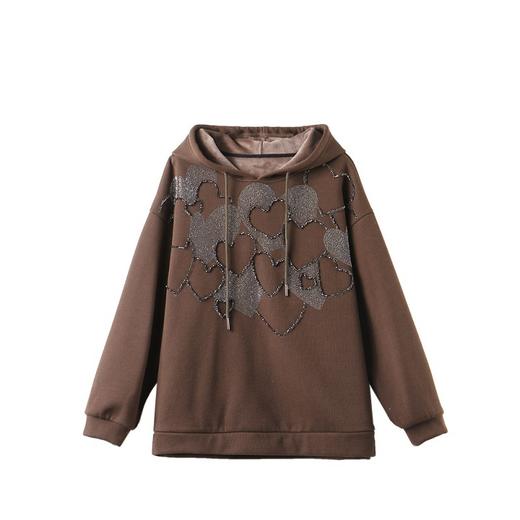 DD-秋冬新款欧货爱心钉珠连帽宽松减龄卫衣女 商品图4