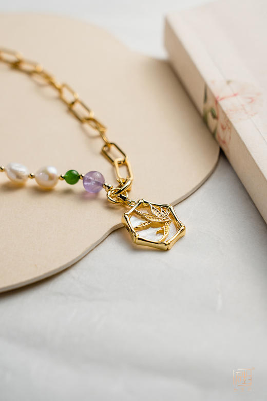 天然巴洛克珍珠梅兰竹菊国风设计链 商品图3