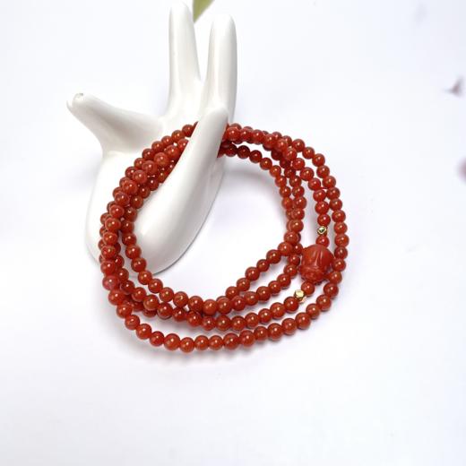 南红玛瑙圆珠配貔貅约4mm项链 商品图0