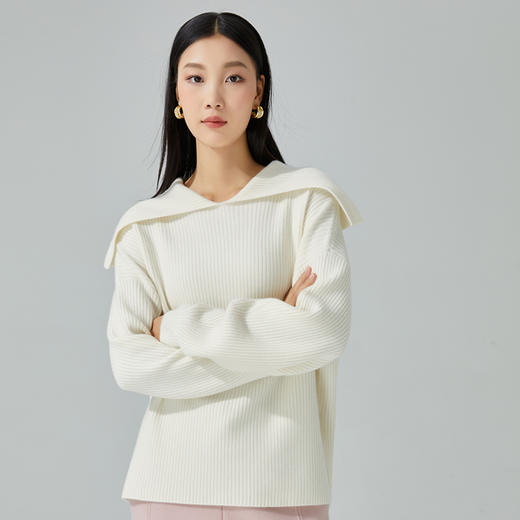 东黎 • 小山羊绒女士秋冬马尔代夫阳光翻领套头衫 3413 商品图0