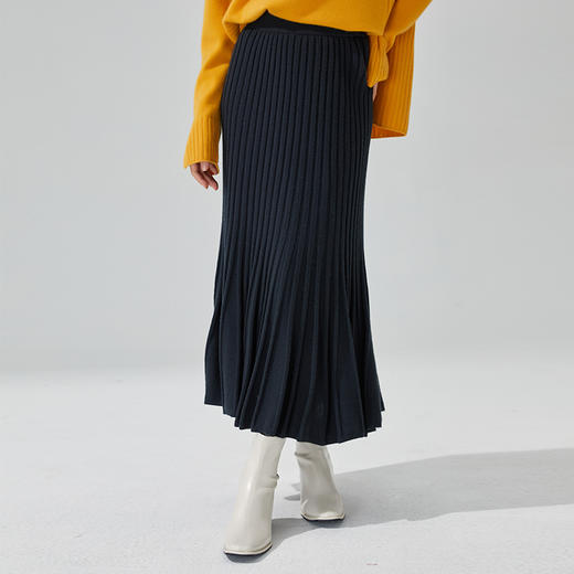 东黎 • 小山羊绒女士秋冬马尔代夫阳光鱼尾百褶裙 3418 商品图3