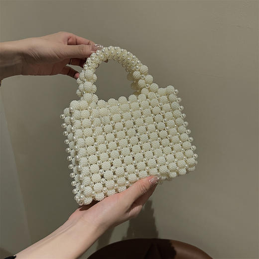 潮流珍珠包手工串珠甜美晚宴手提包 商品图0