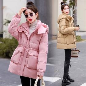 白鸭绒羽绒服连帽，面包服时尚收腰保暖外套HR-KJFD185