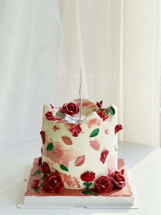 油画风复古玫瑰   奶油霜蛋糕 商品图0