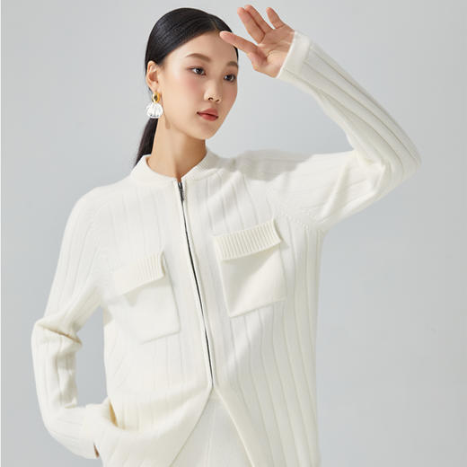 东黎 • 小山羊绒女士秋冬马尔代夫阳光拉链开衫 3390 商品图3
