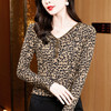 百搭大码V领豹纹钉珠长袖打底衫t恤K-E37M2738 商品缩略图0