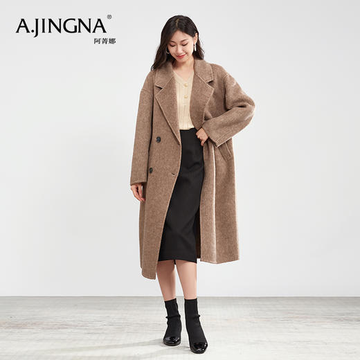 【商城同款】阿菁娜秋冬时尚温柔羊毛蚕丝大衣F30D211075 商品图7