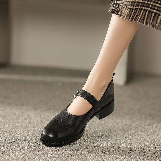 简约百搭，圆头单里猪里皮绒里兔毛头层牛皮乐福MD-M85-89 商品图6