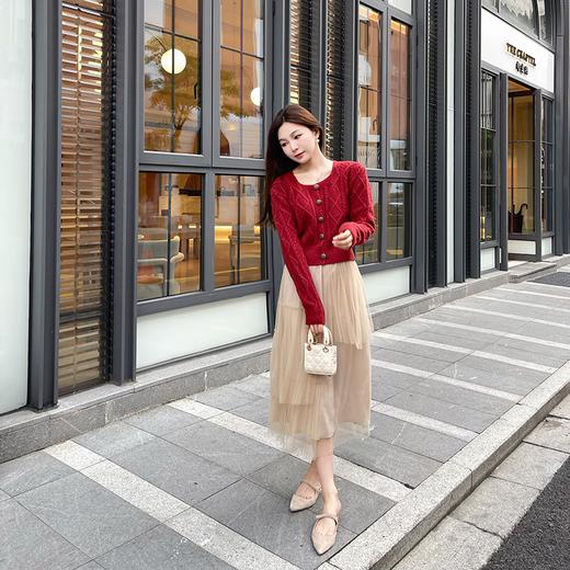 金蘑菇菇【金豆小麻花】羊绒+特种纱～本期开衫.高腰显瘦百褶气质 商品图1