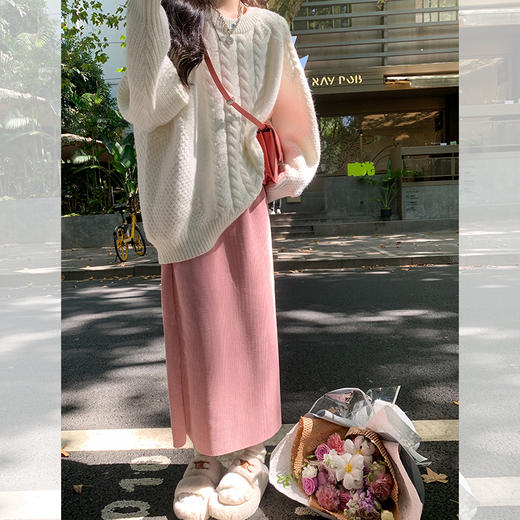 <曾小咸推荐>【简约调性】3色灯芯绒加绒半裙 商品图3