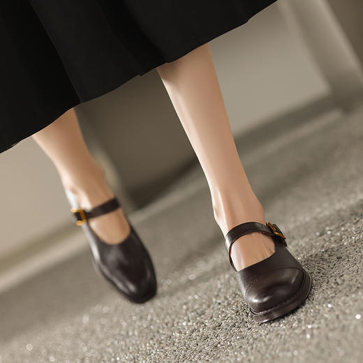 简约百搭，圆头单里猪里皮绒里兔毛头层牛皮乐福MD-M85-89 商品图1