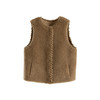 绽放810朵/高端棕色松软加厚绵羊绒防风保暖重手工包边无袖短马甲 商品缩略图3