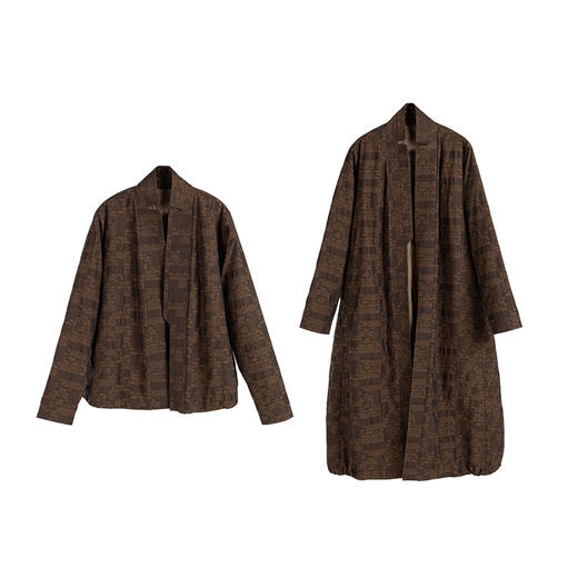 绽放891朵/短款新中式东方复古文艺棉服定制亚麻棉色织印花外套 商品图3