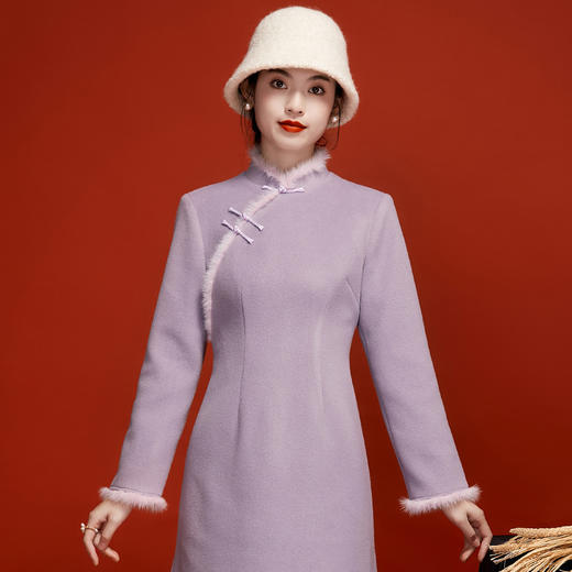 冬季新款，中国风日常改良旗袍毛呢连衣裙OY-230582 商品图1