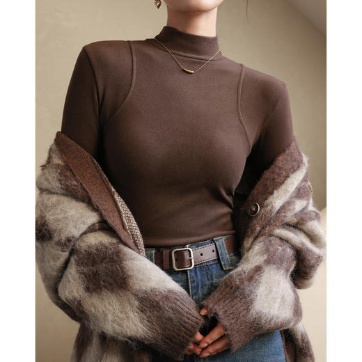 秋冬爆款【羊绒蛋白打底衣】德绒半高领打底衫   秋冬加绒中领长袖内搭  时尚百搭 商品图9