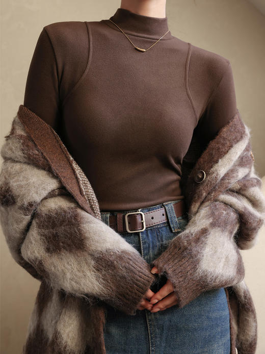 秋冬爆款【羊绒蛋白打底衣】德绒半高领打底衫   秋冬加绒中领长袖内搭  时尚百搭 商品图2