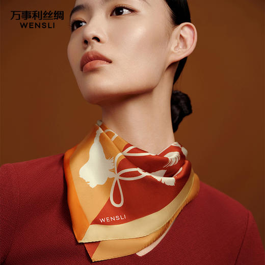 万事利“韶光”51厘米双面印花小方巾 商品图0